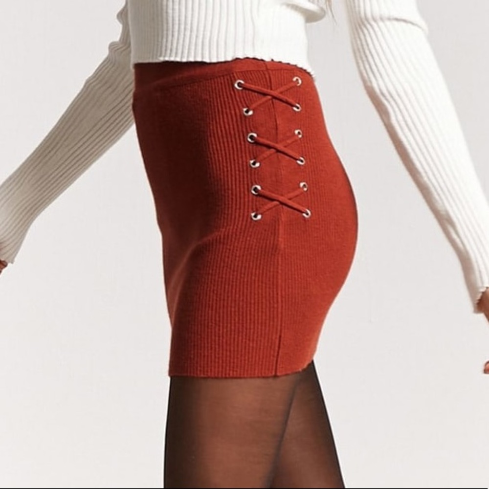 New w tags Forever 21 lace up rib knit mini skirt